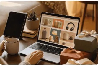 Guest browsing a branded rewards store on a laptop